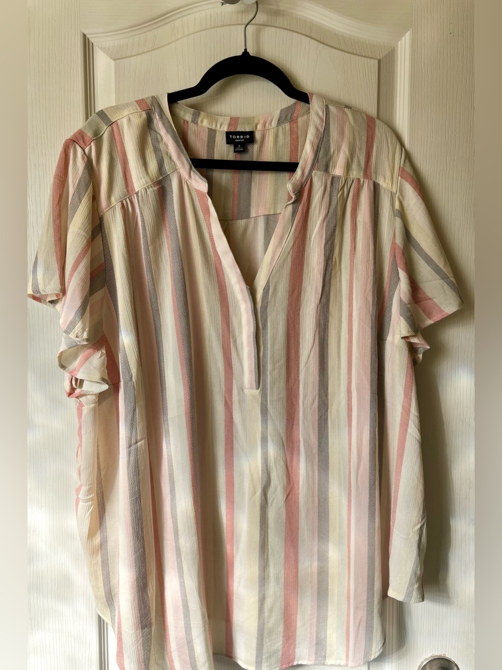 torrid Cream Blush Vertical Stripe Tunic 4 NWOT